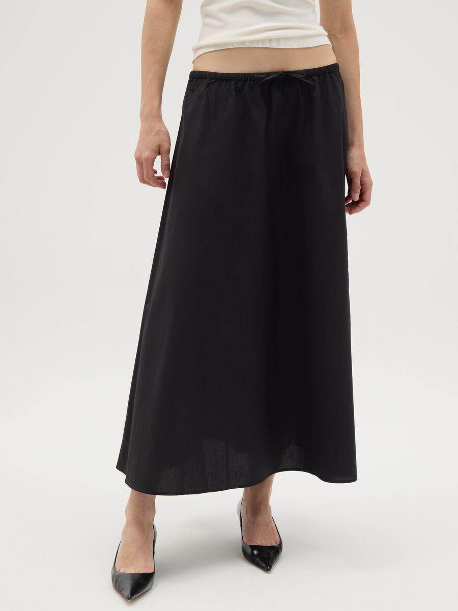 Women's long black skirt in pure cotton_1