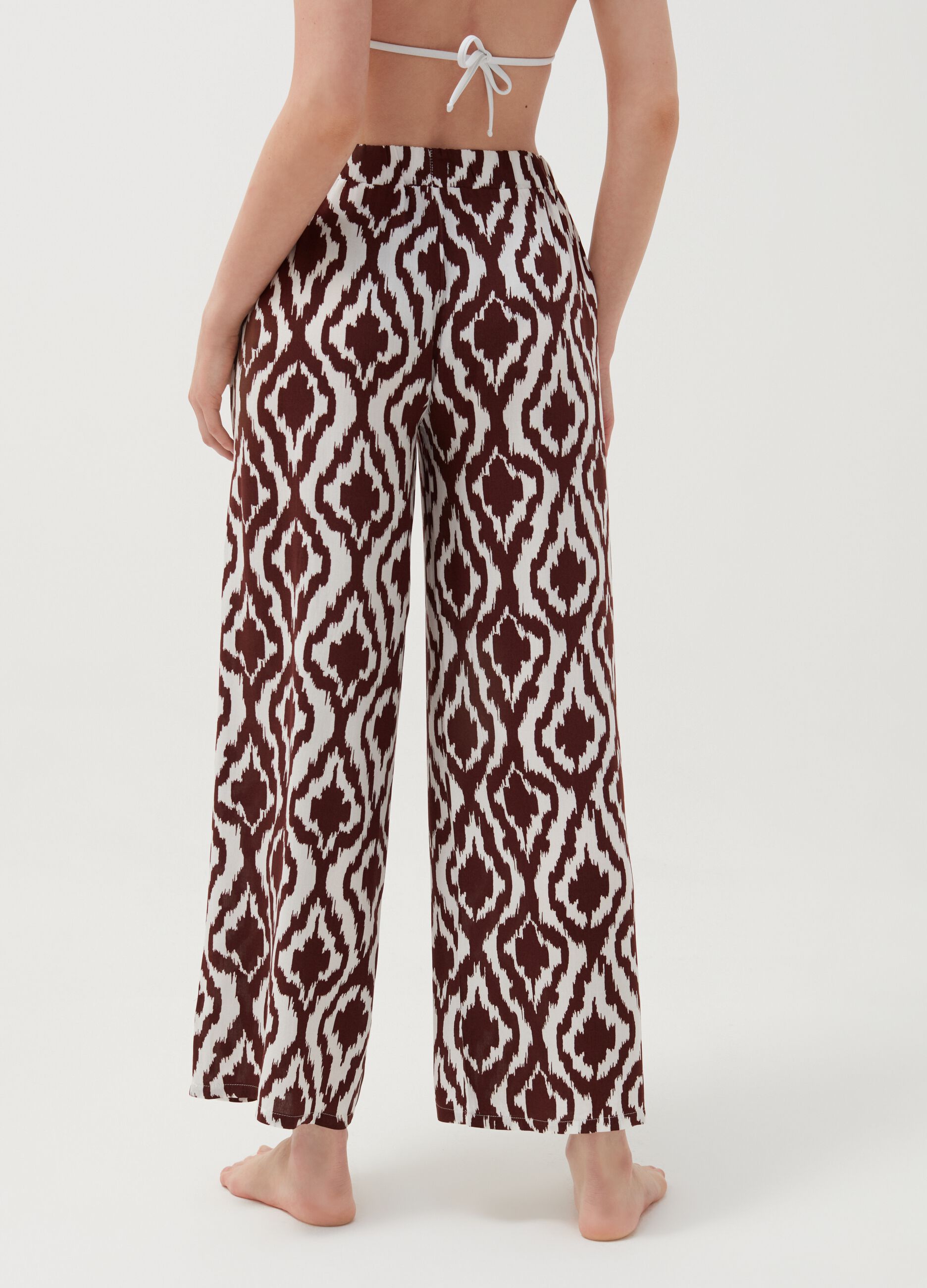Beach cover-up trousers in viscose
