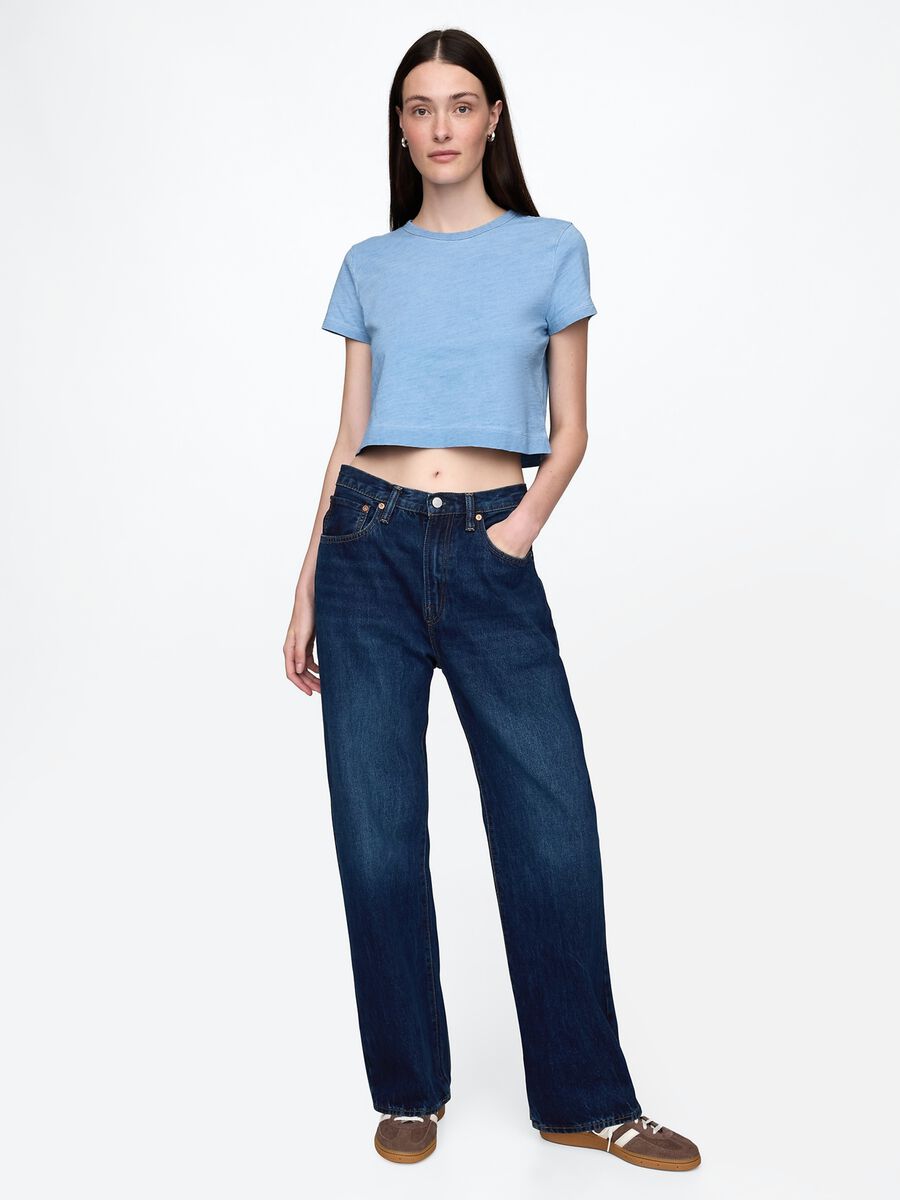 T-shirt cropped azzurra in cotone_1