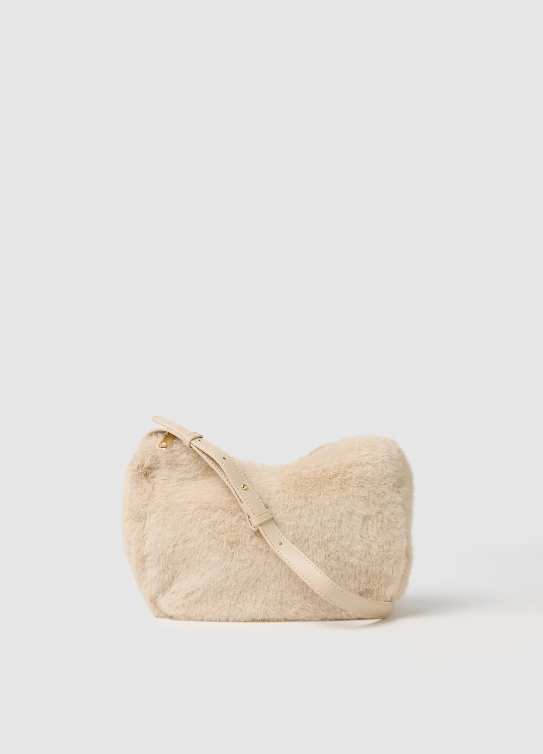 White Shoulder Bag with Zip