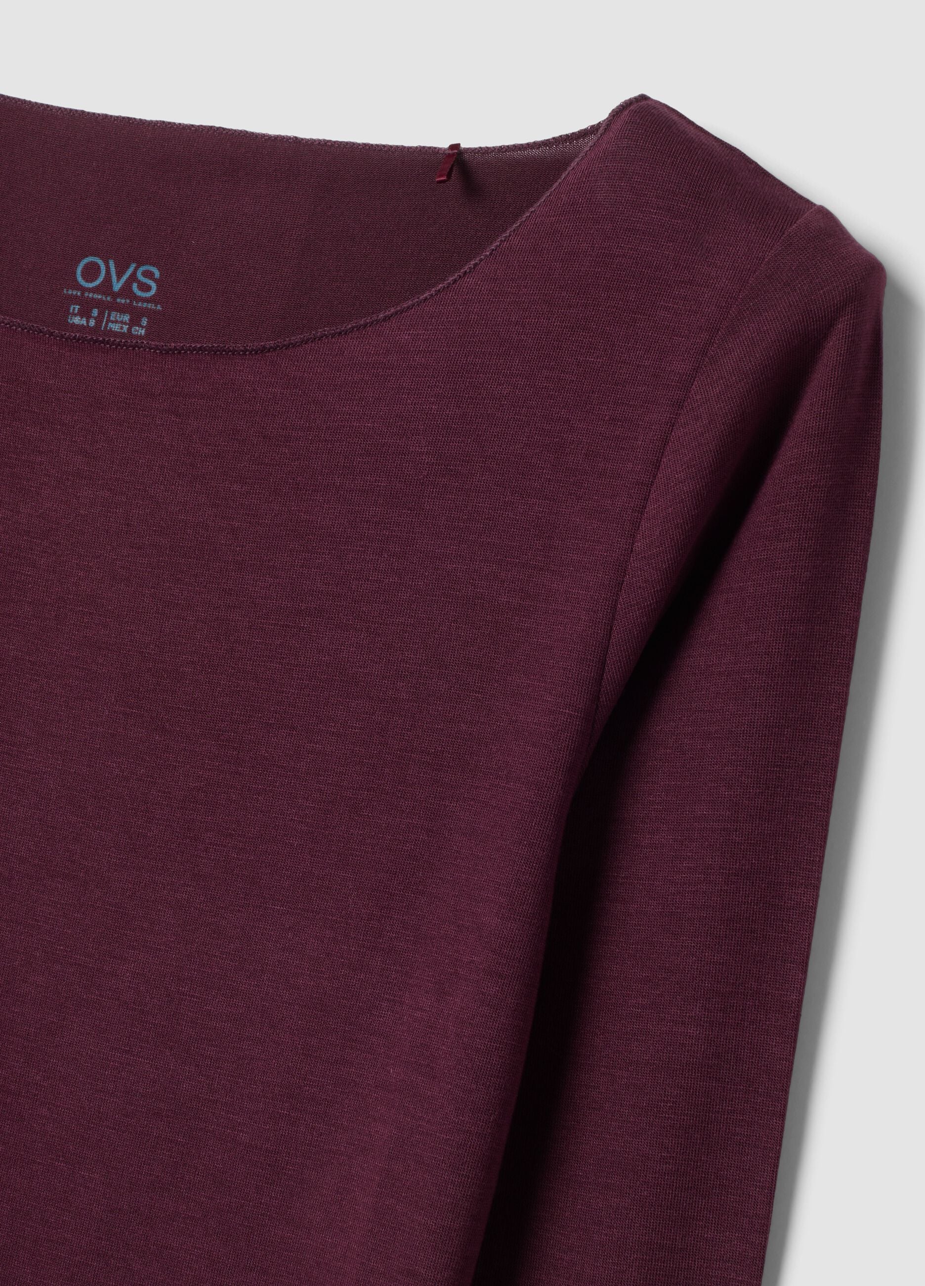 Purple stretch modal regular-fit crew-neck T-shirt