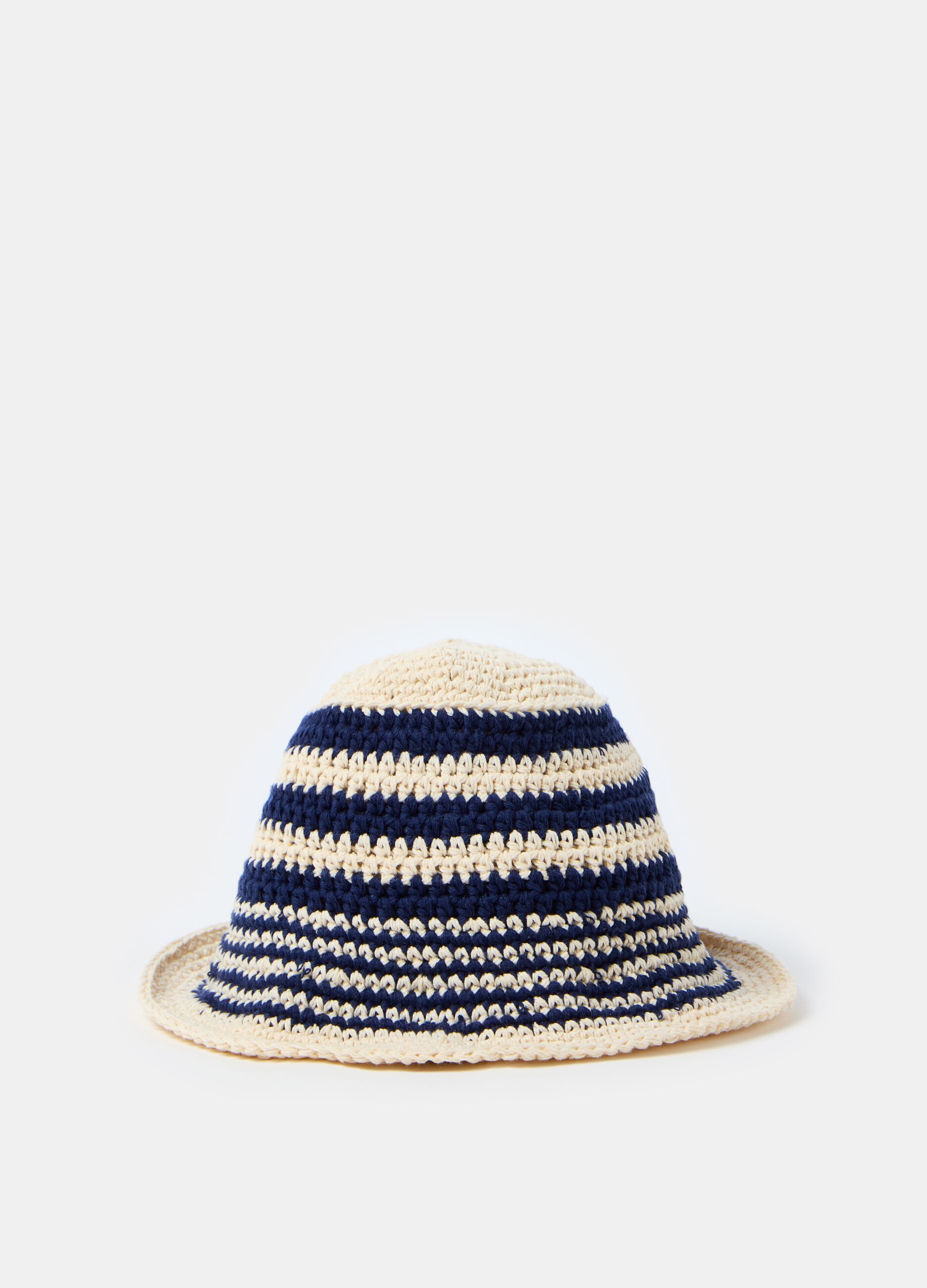 Striped crochet cotton hat