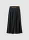 Grey wide-leg formal trousers in stretch viscose with belt_0