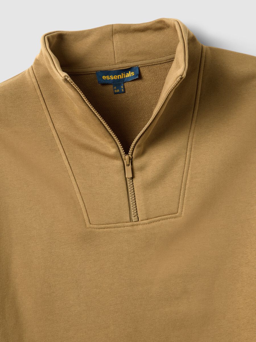 Brown cotton blend zip-up sweatshirt_5