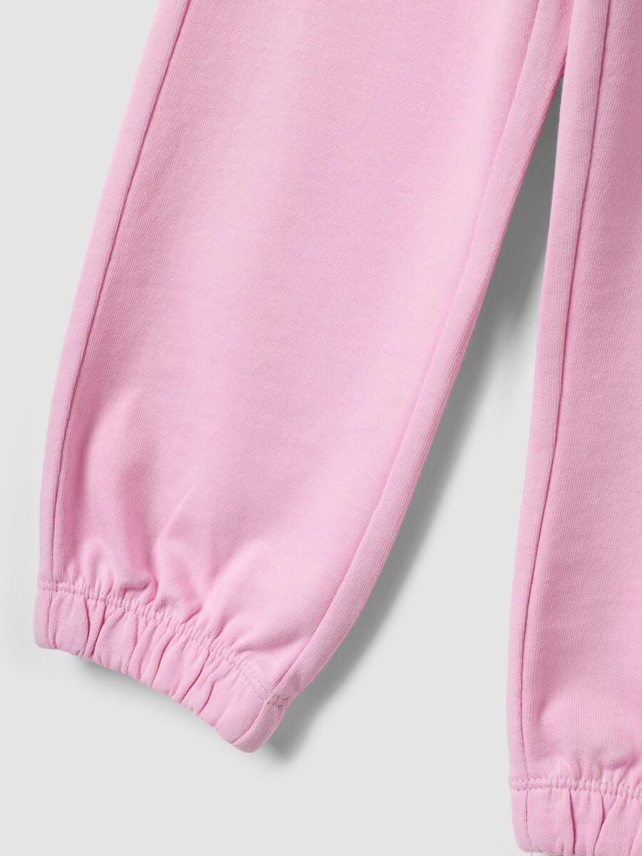 Pantaloni jogger rosa in puro cotone regular fit per bambina_3