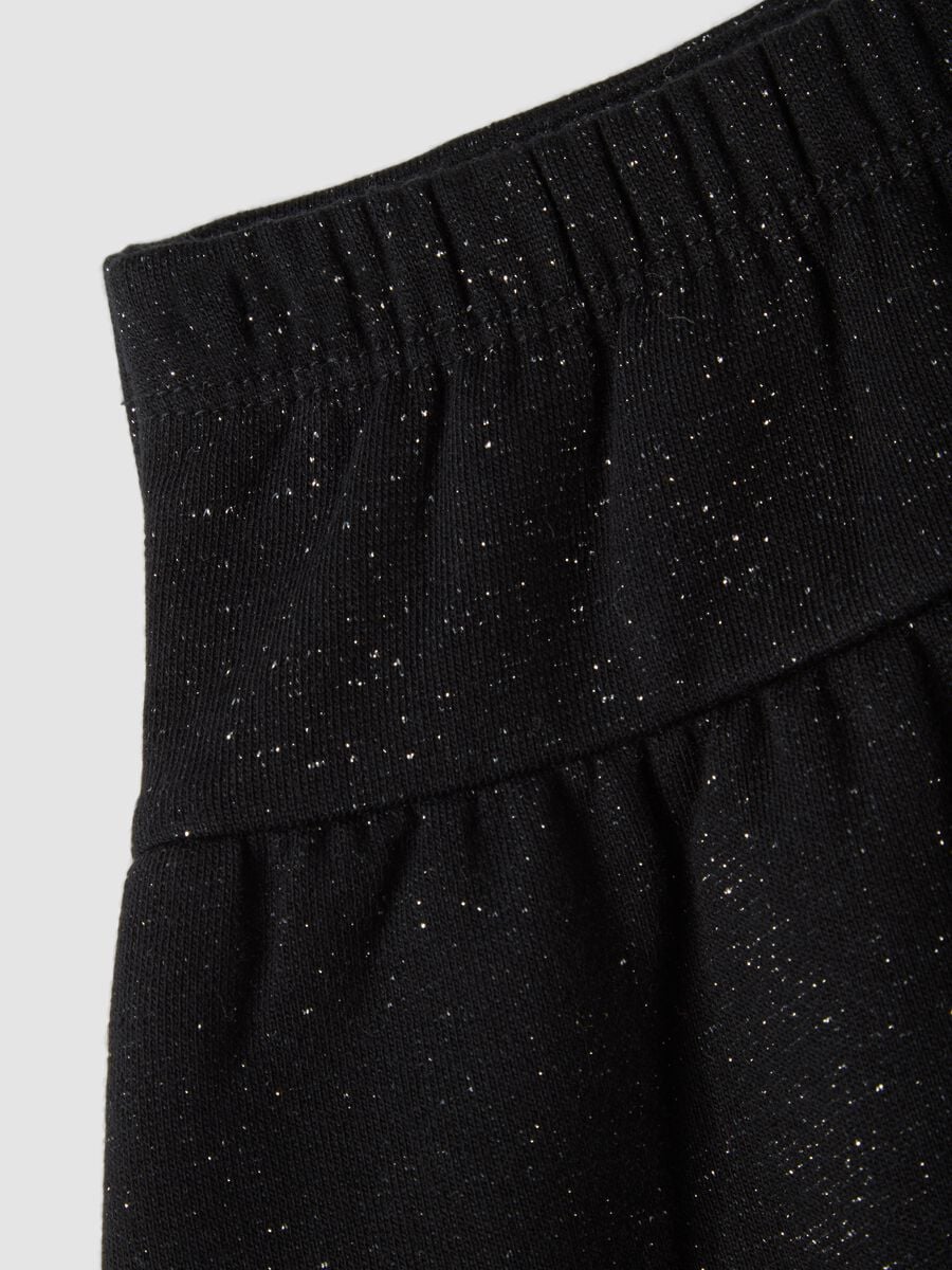 Black cotton-blend skirt with glitter and bow for baby girl_3