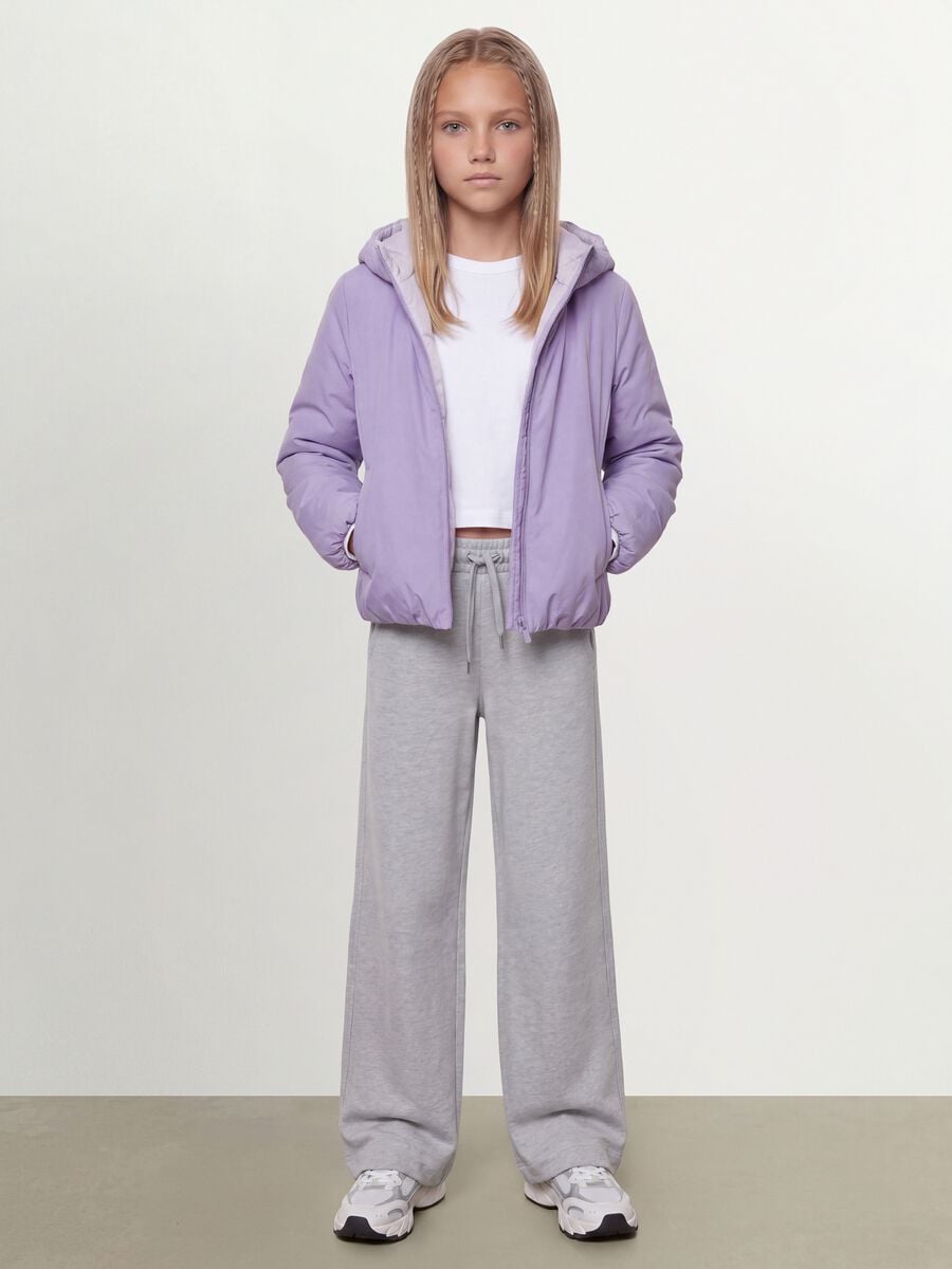 Giacca Ultralight viola reversibile con cappuccio e zip per ragazza_2