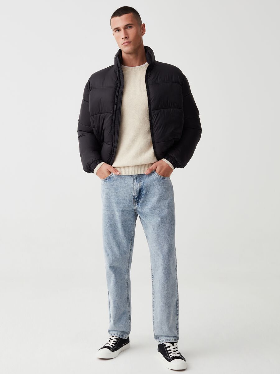 Piumino full-zip trapuntato a collo alto_1
