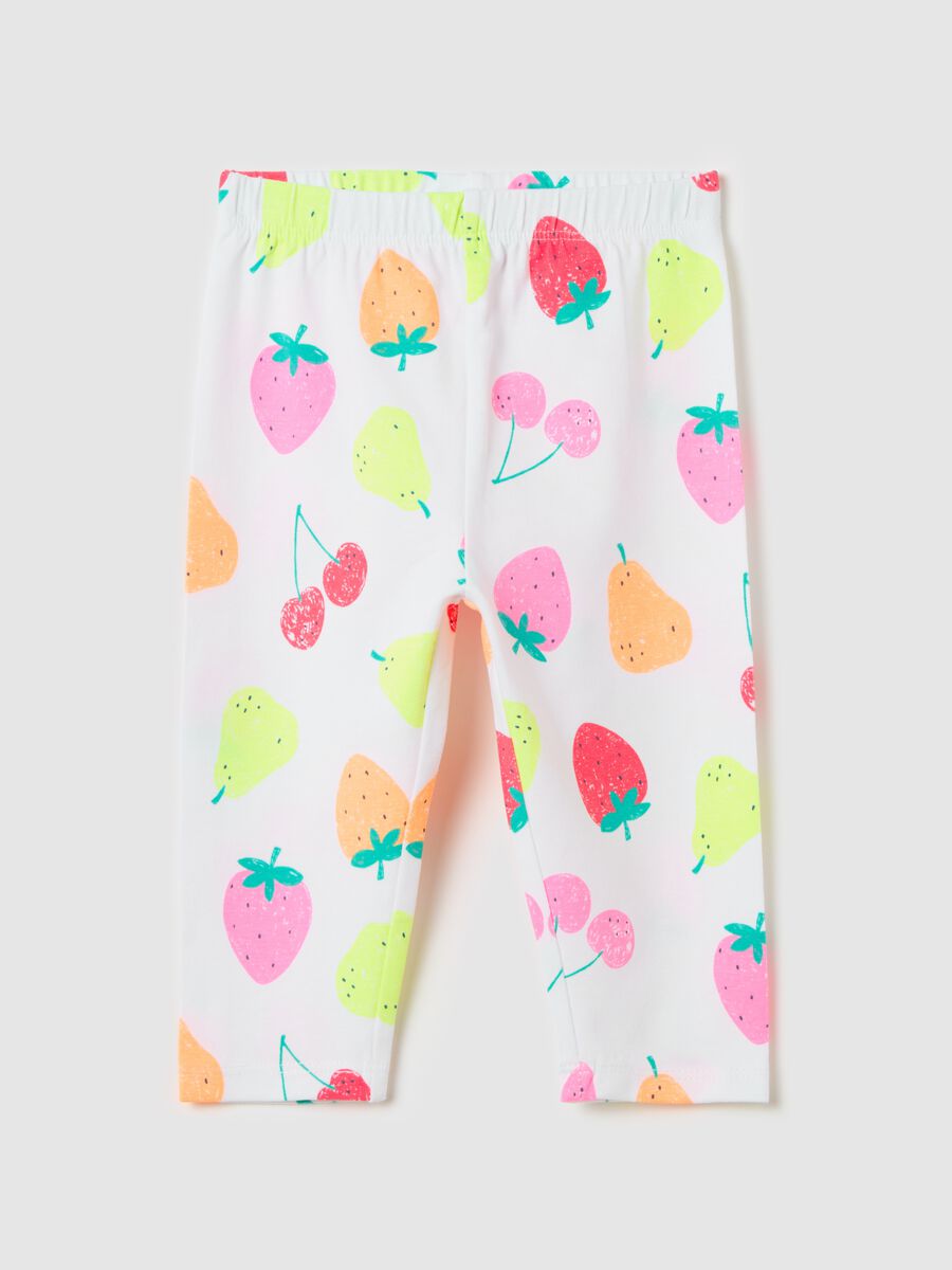 Three-quarter leggings in stretch cotton with print_0