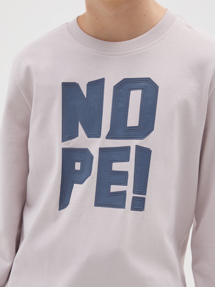 Boy's white pure cotton T-shirt, regular fit with NOPE! print_2