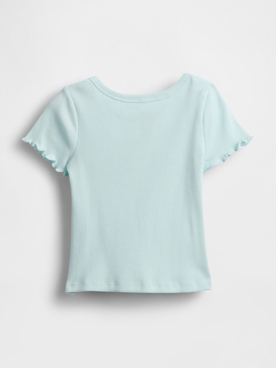 Blue T-shirt with Ruched Sleeves_1