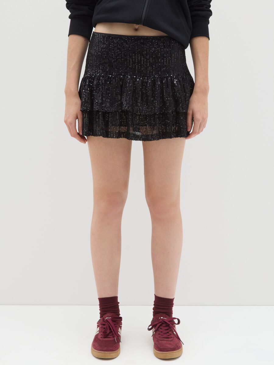Black Sequin Mini Skirt_1