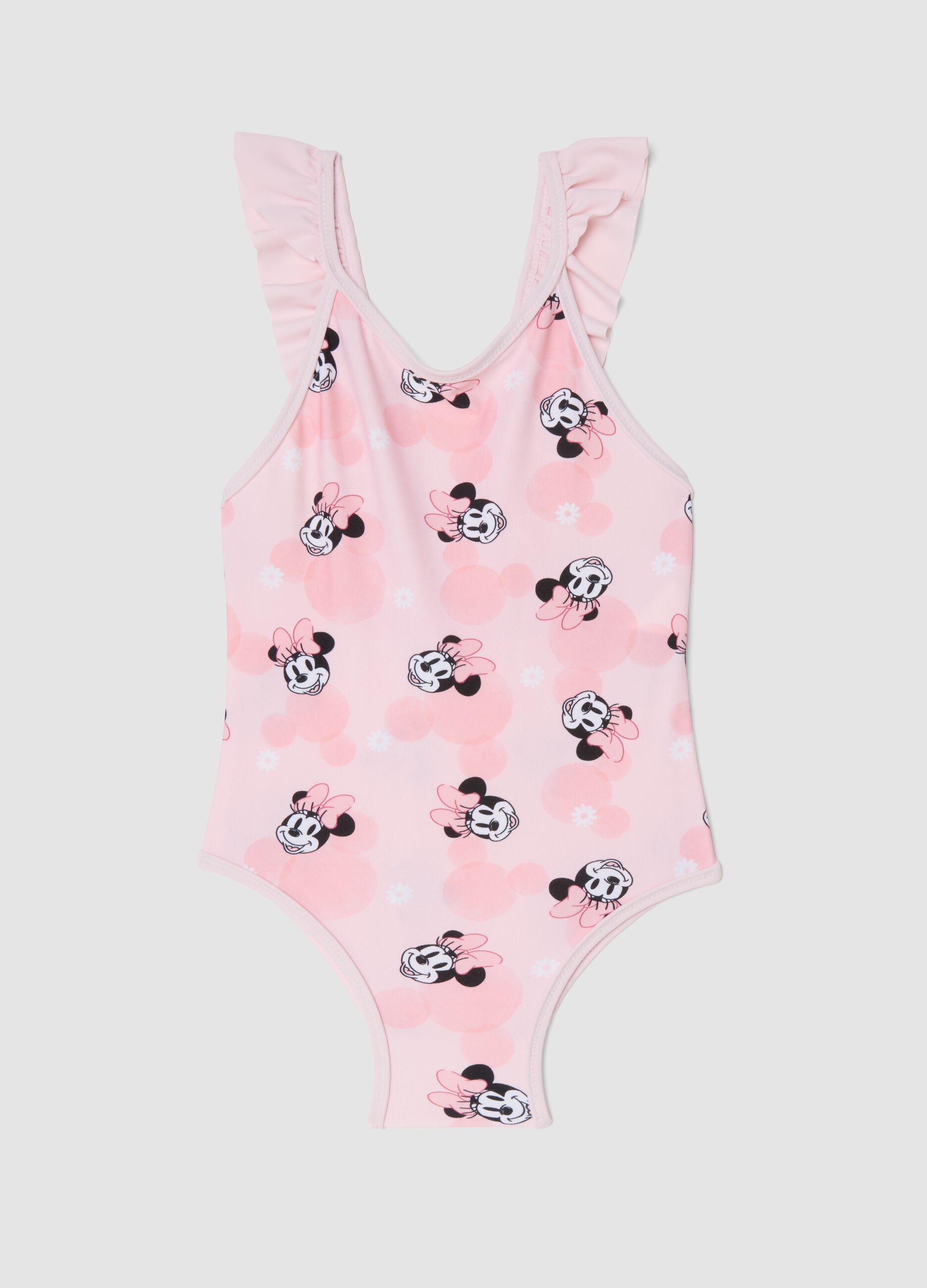 Pink ruffle swimsuit in stretch fabric