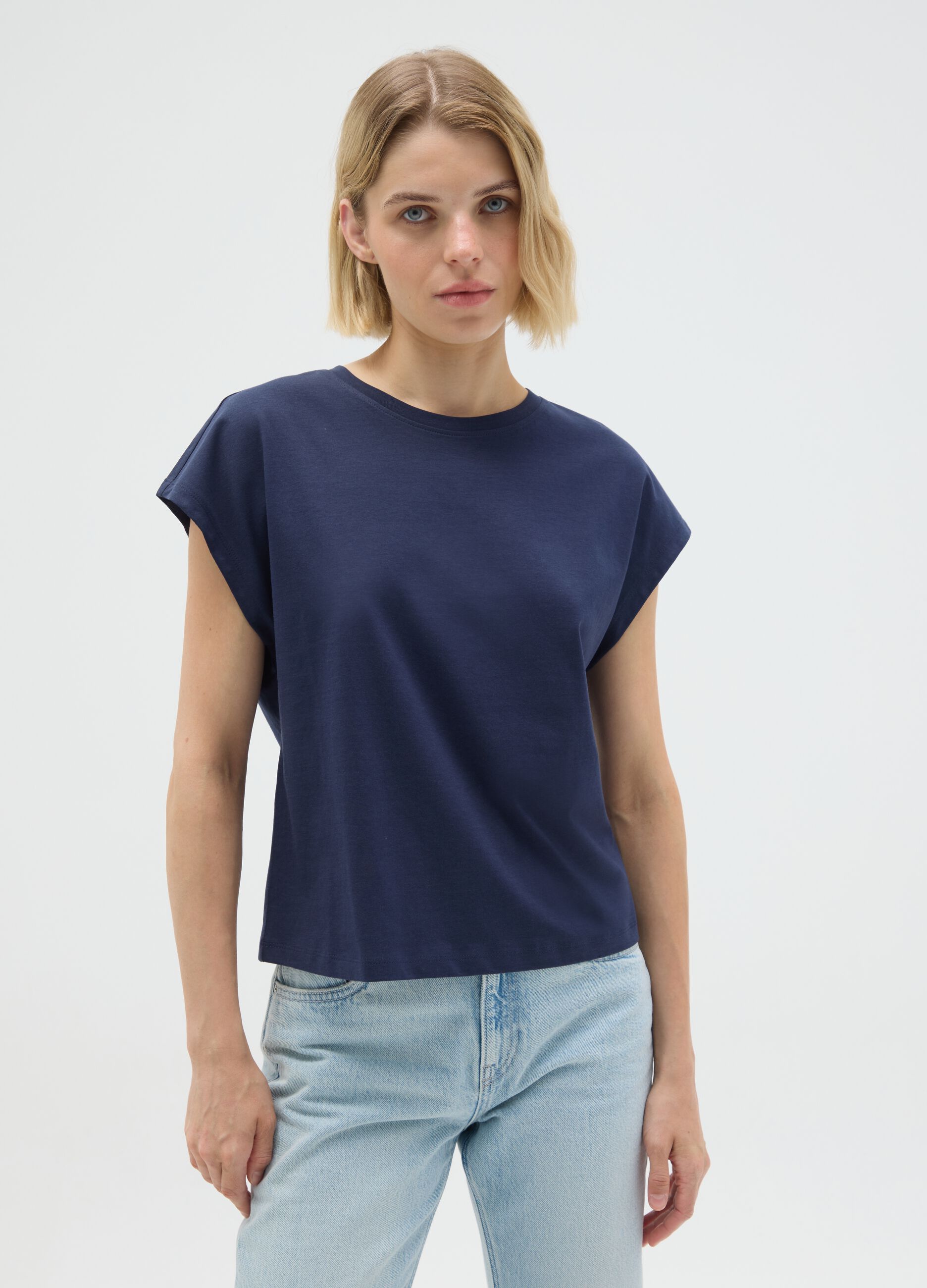 Ladies' blue cotton t-shirt