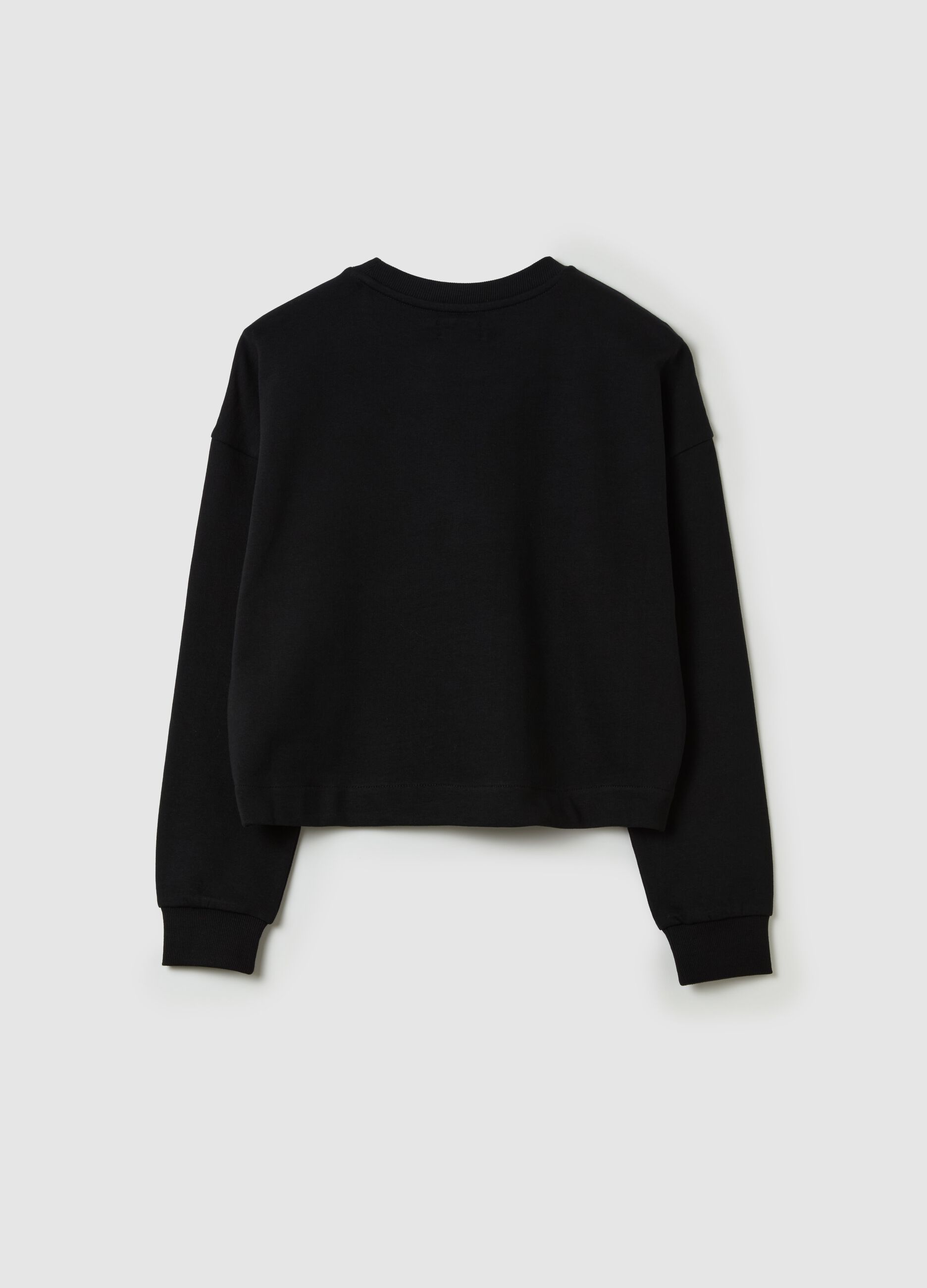 Felpa cropped con stampa foil