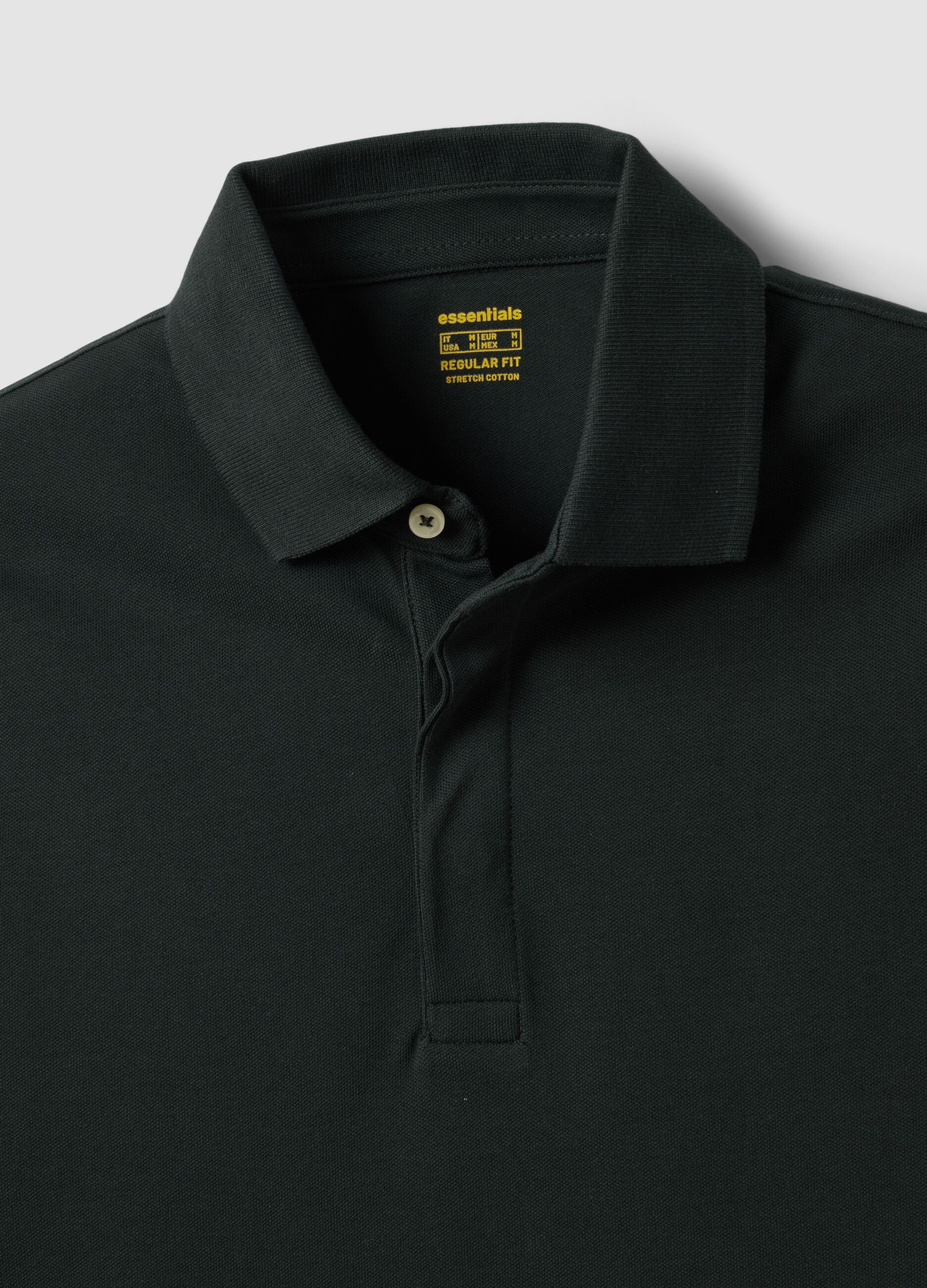Grey regular-fit long-sleeve stretch cotton polo