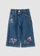 Blue wide-leg jeans in stretch cotton_0