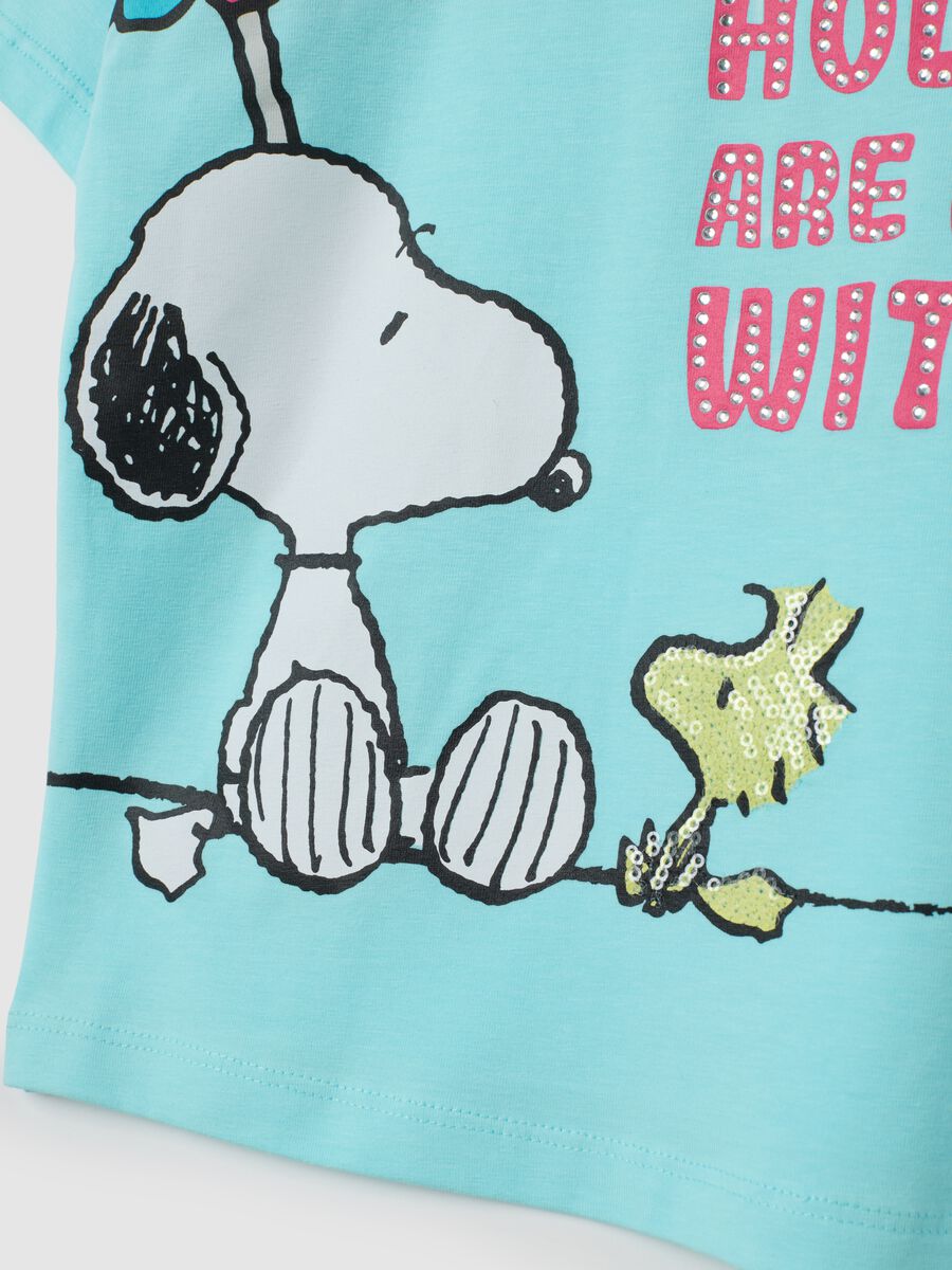 Blue stretch cotton girls' t-shirt with Snoopy print_3