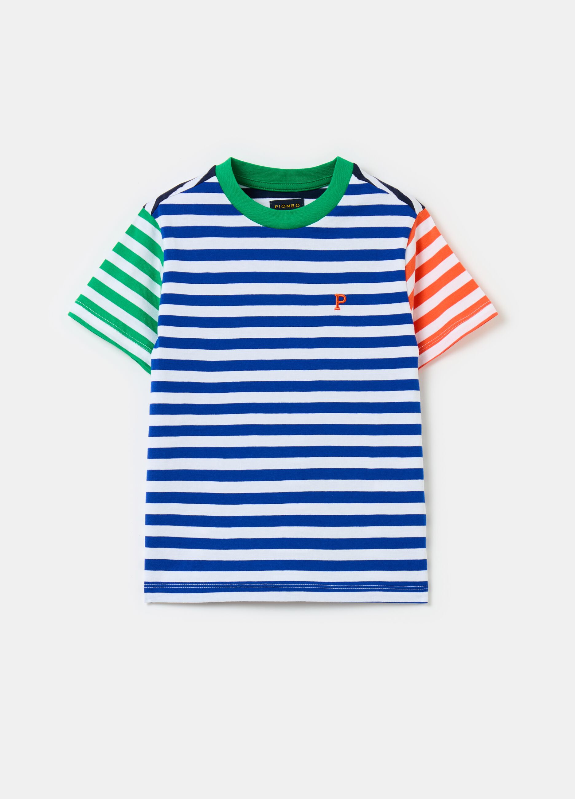 Cotton T-shirt with striped pattern