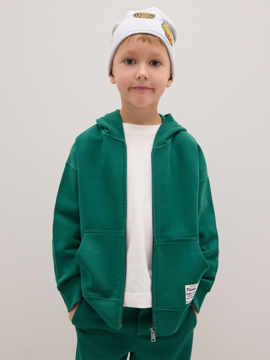 Felpa da bambino in puro cotone verde regular fit_0