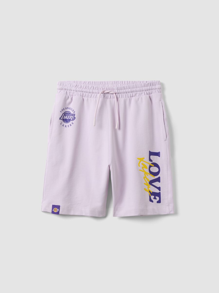 Girls' purple pure cotton shorts with Lakers prints_0