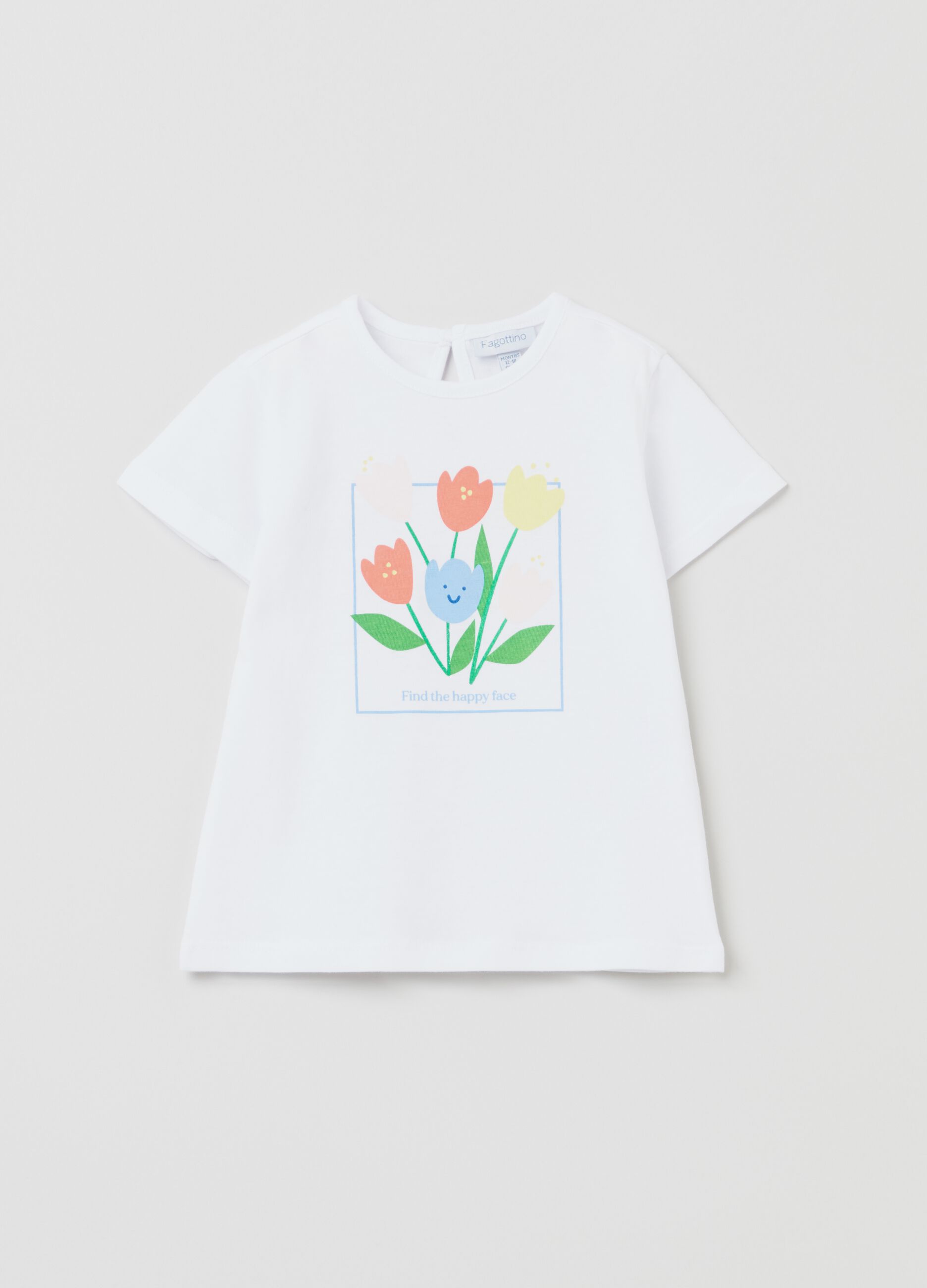 T-shirt in cotone con stampa tulipani
