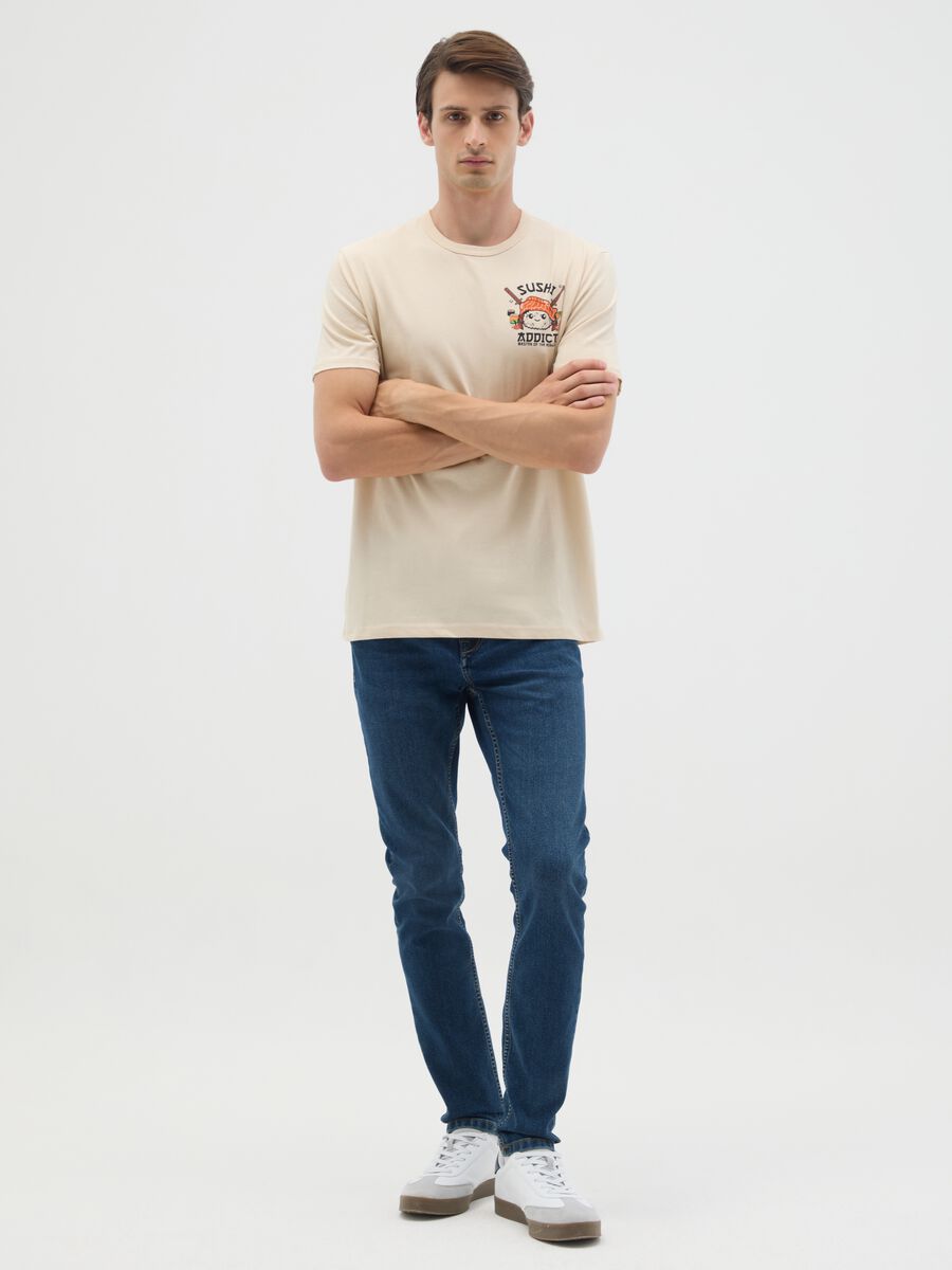 Beige regular fit pure cotton t-shirt_1