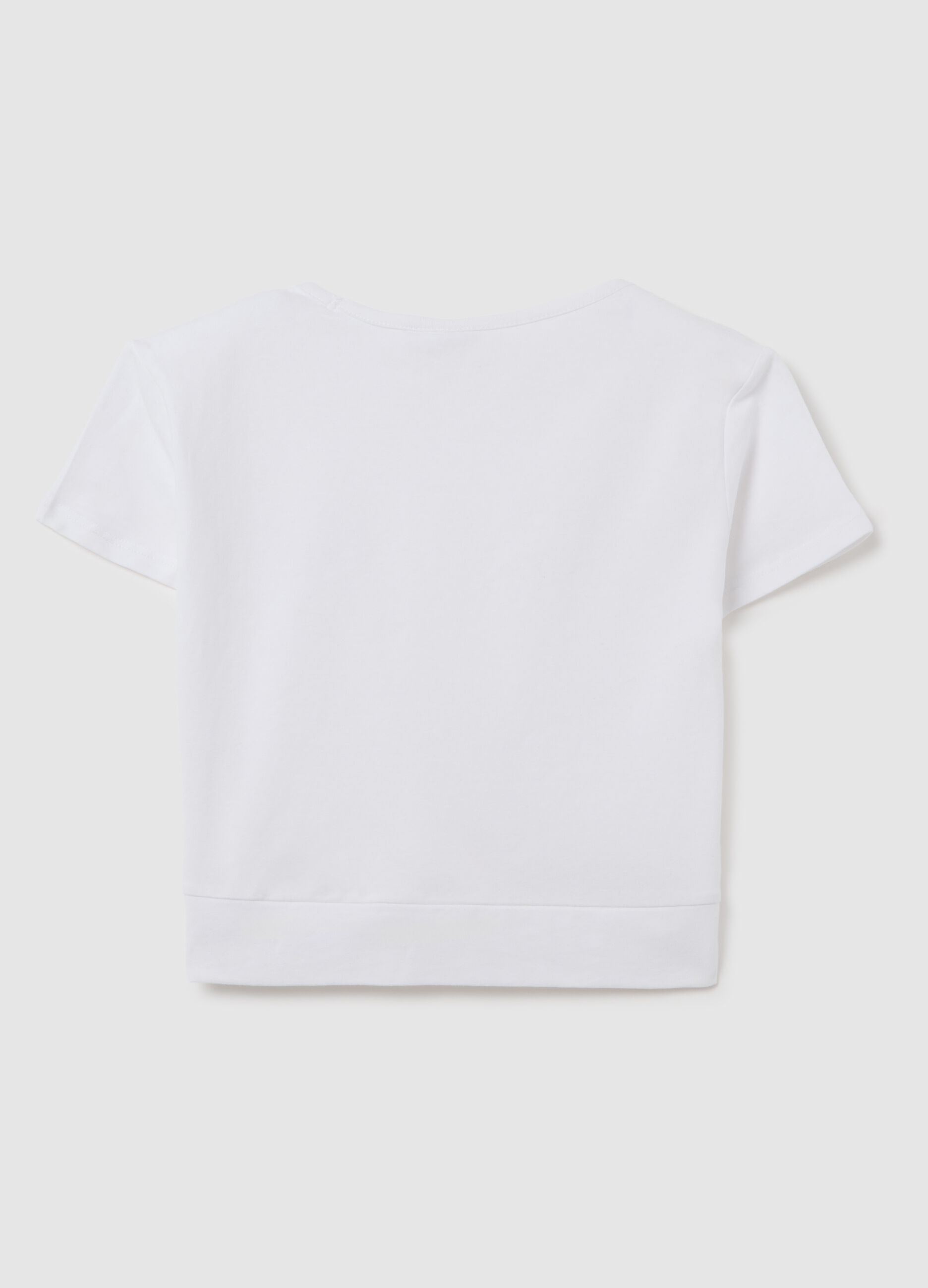 Girls’ slim-fit T-shirt in white stretch cotton
