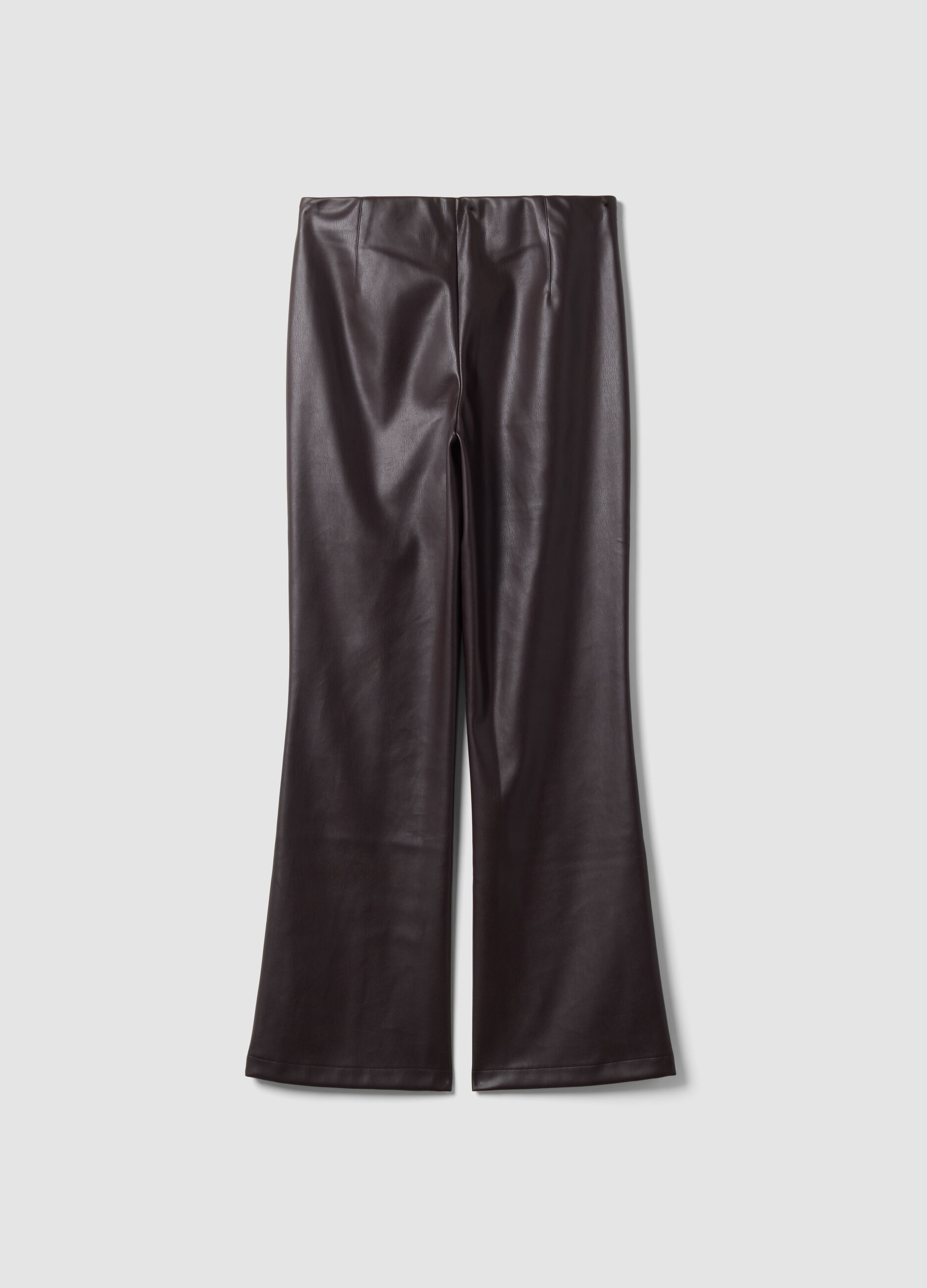 Leggings marroni flare con vita regular ed elastico