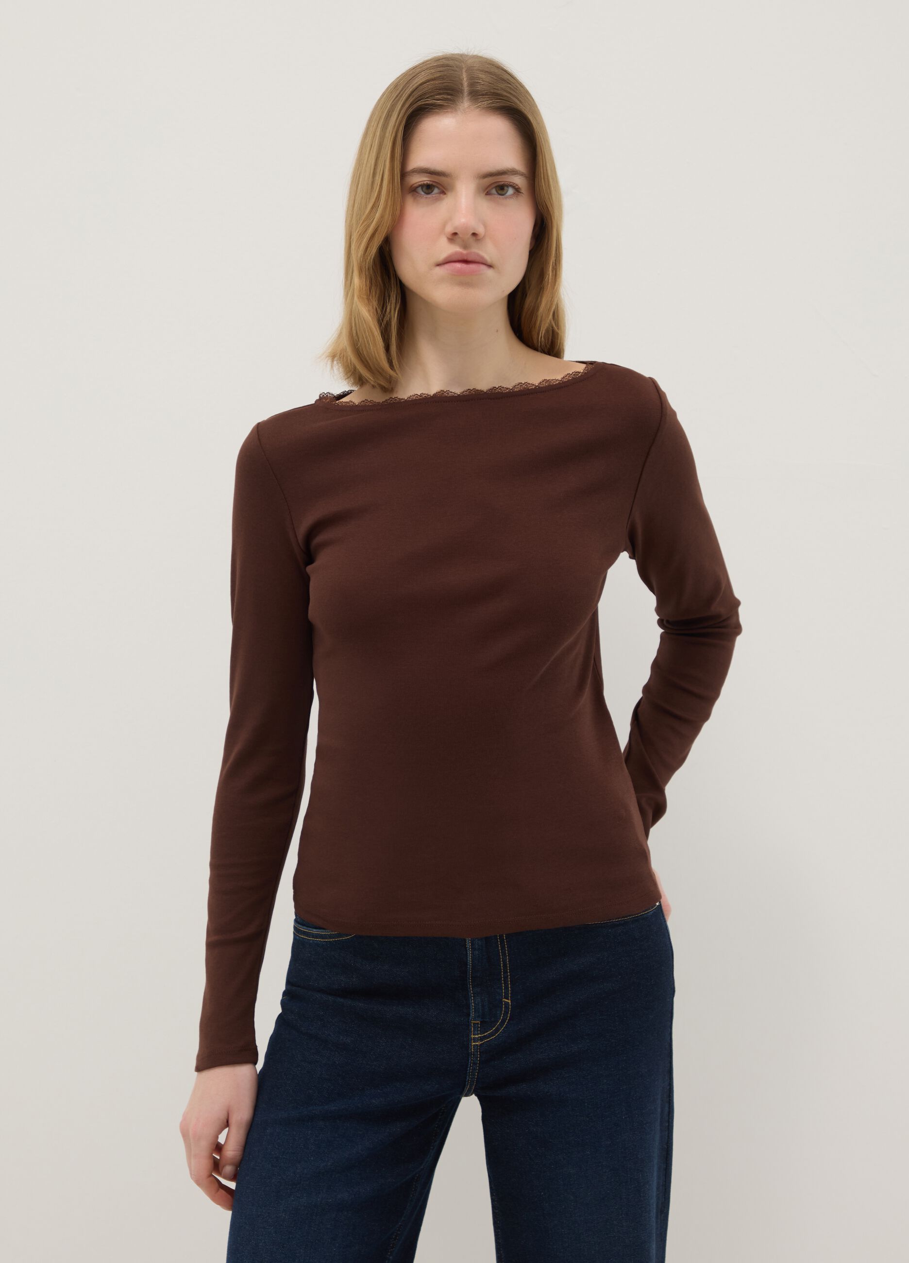 Brown pure cotton regular fit t-shirt