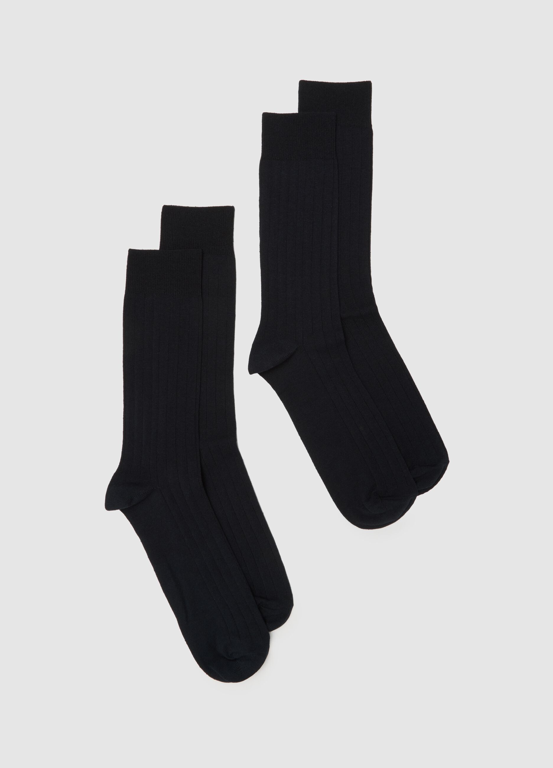 Two-pack of striped blue cotton blend socks