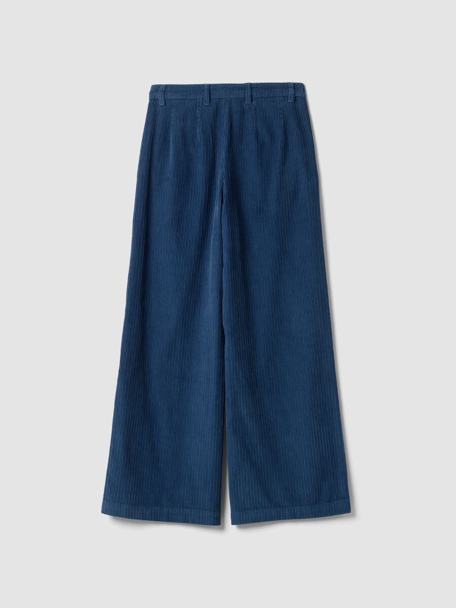 Blue and light blue pure cotton ribbed trousers_2