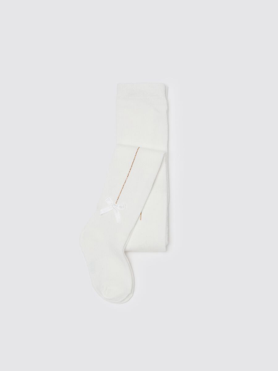 FSC® viscose tights with diamanté design and bow_0