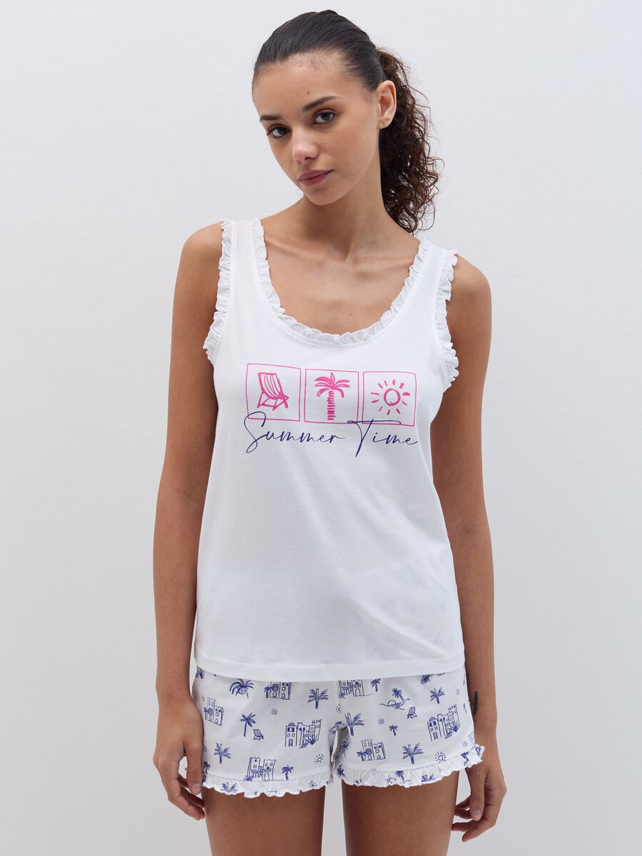 Short pyjamas with Summer Vibes print_0