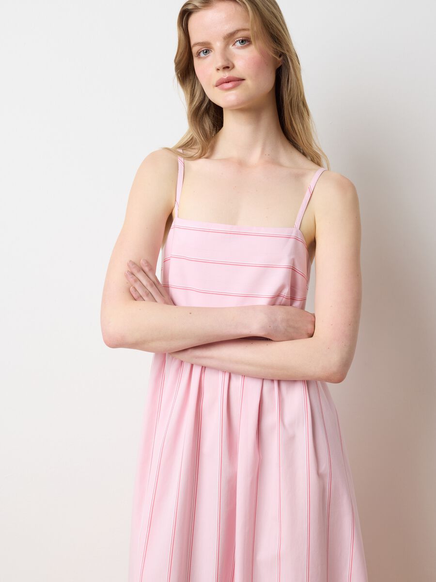 Women's long pink pure cotton dress, regular fit_2