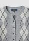 Grey jacquard stretch wool crew-neck cardigan, regular fit_5