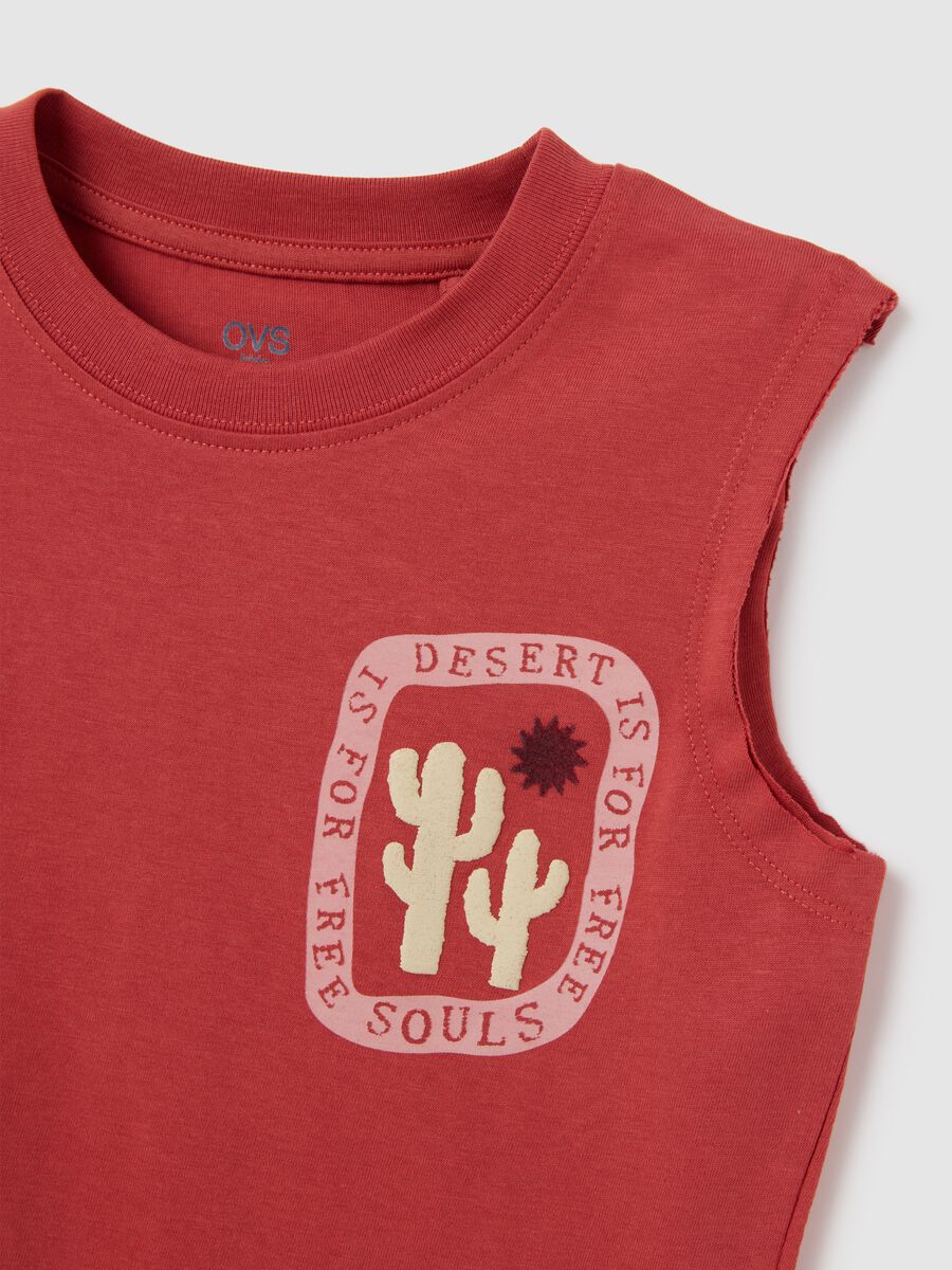 Sleeveless Red Cotton Boy's T-Shirt_2
