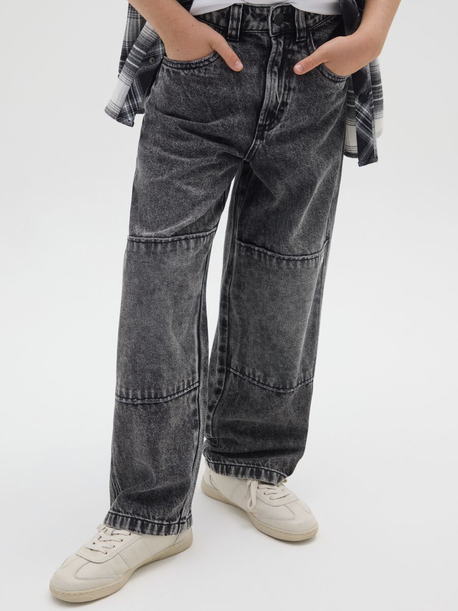 Jeans skater da ragazzo in puro cotone grigi_2