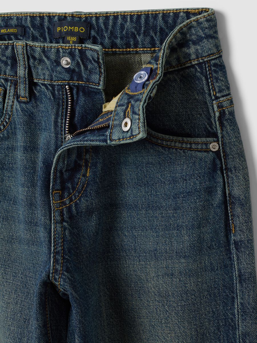 Jeans blu in puro cotone skater fit per bambino_2