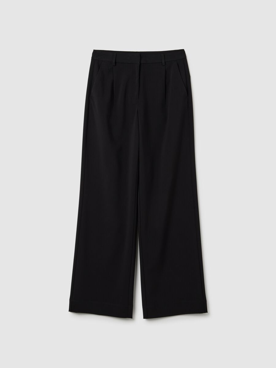 Straight Black Trousers with Elastic Waist_4