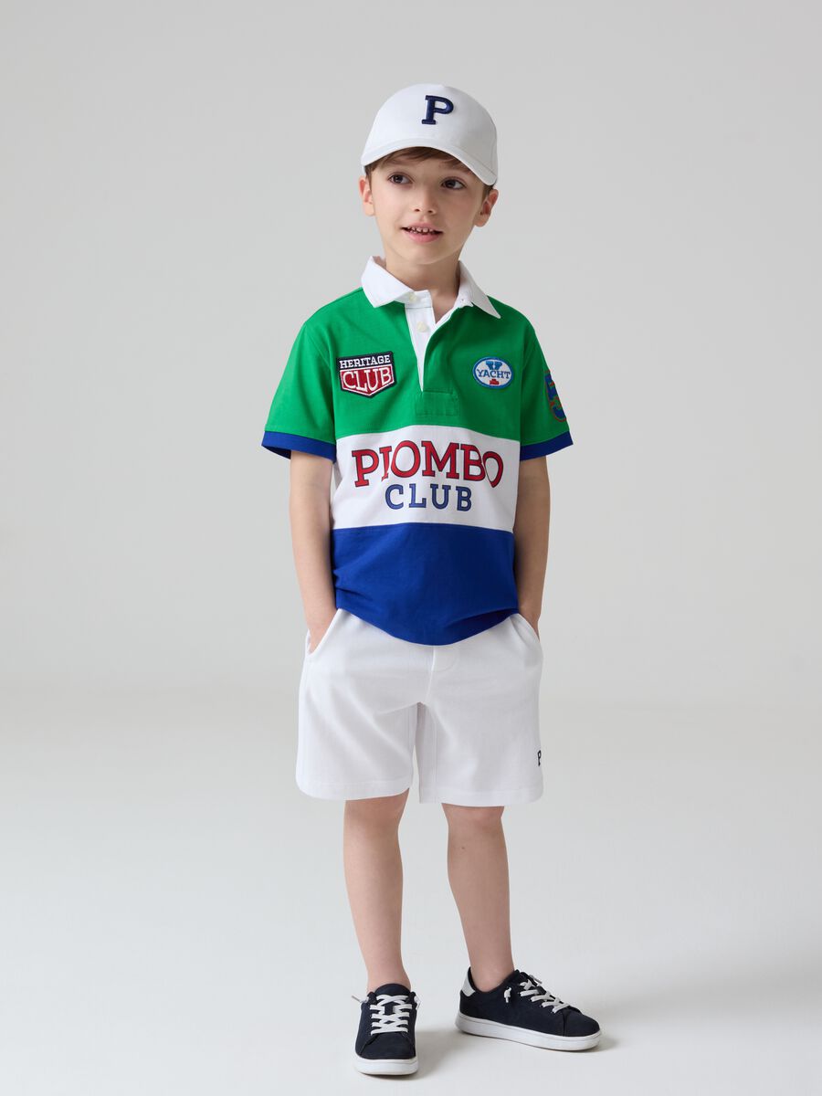 Piquet Bermuda shorts with logo embroidery_0