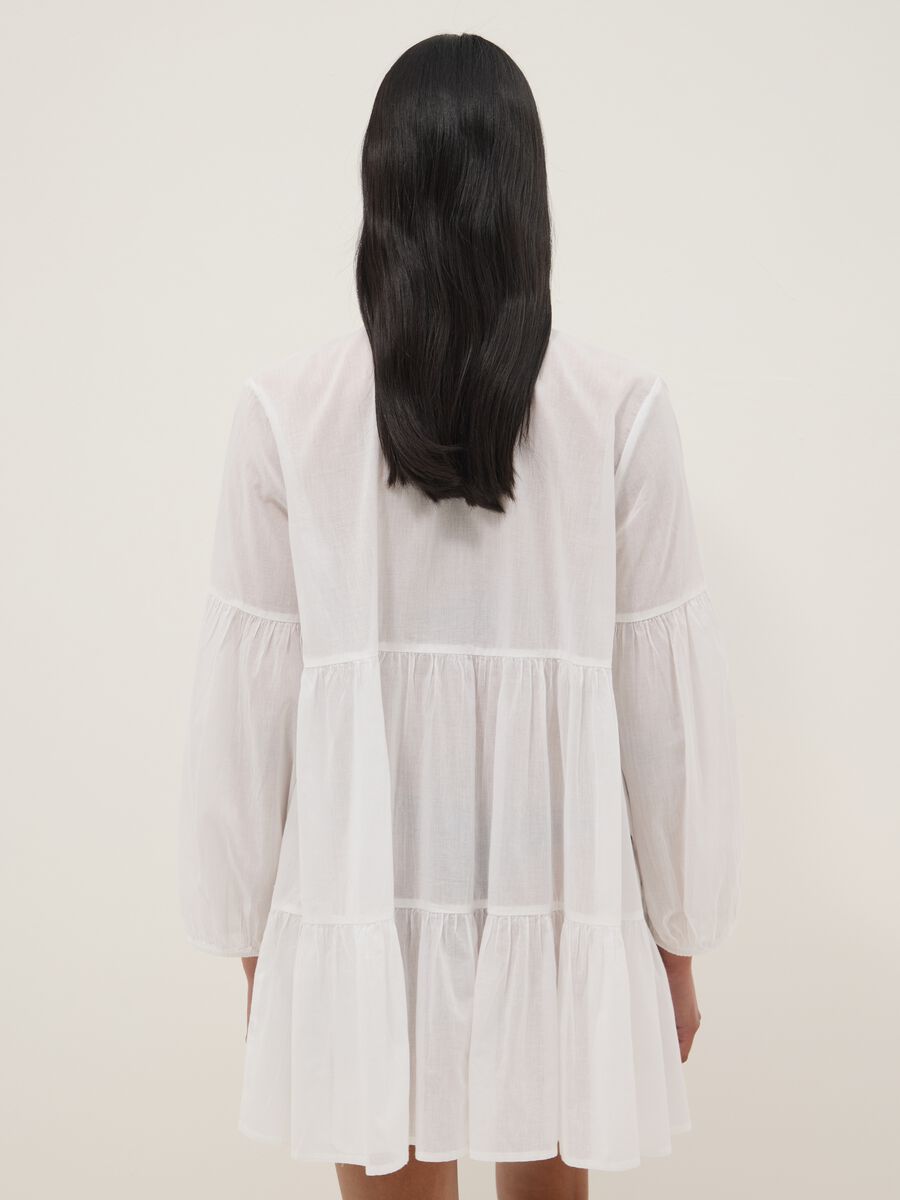 White pure organic cotton kaftan with ruffles and broderie inserts_2