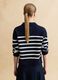 Multi-coloured striped pure cotton sweater, regular fit, deep V_3