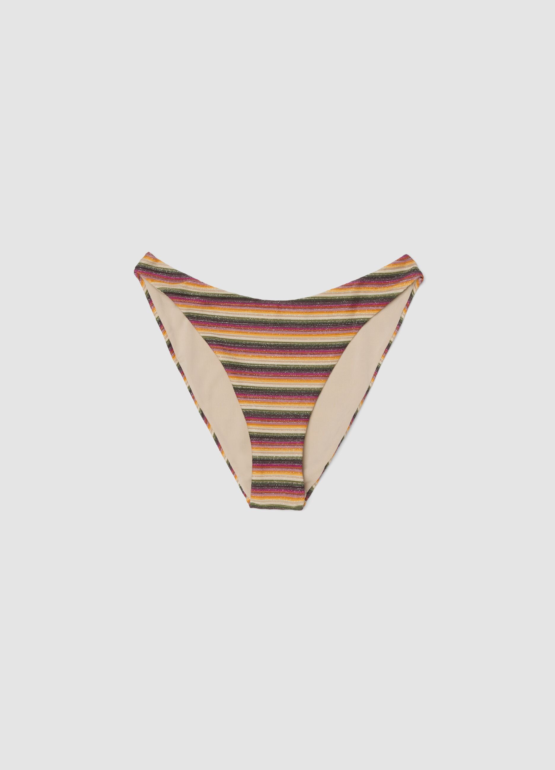 Multicoloured striped stretch bikini bottoms