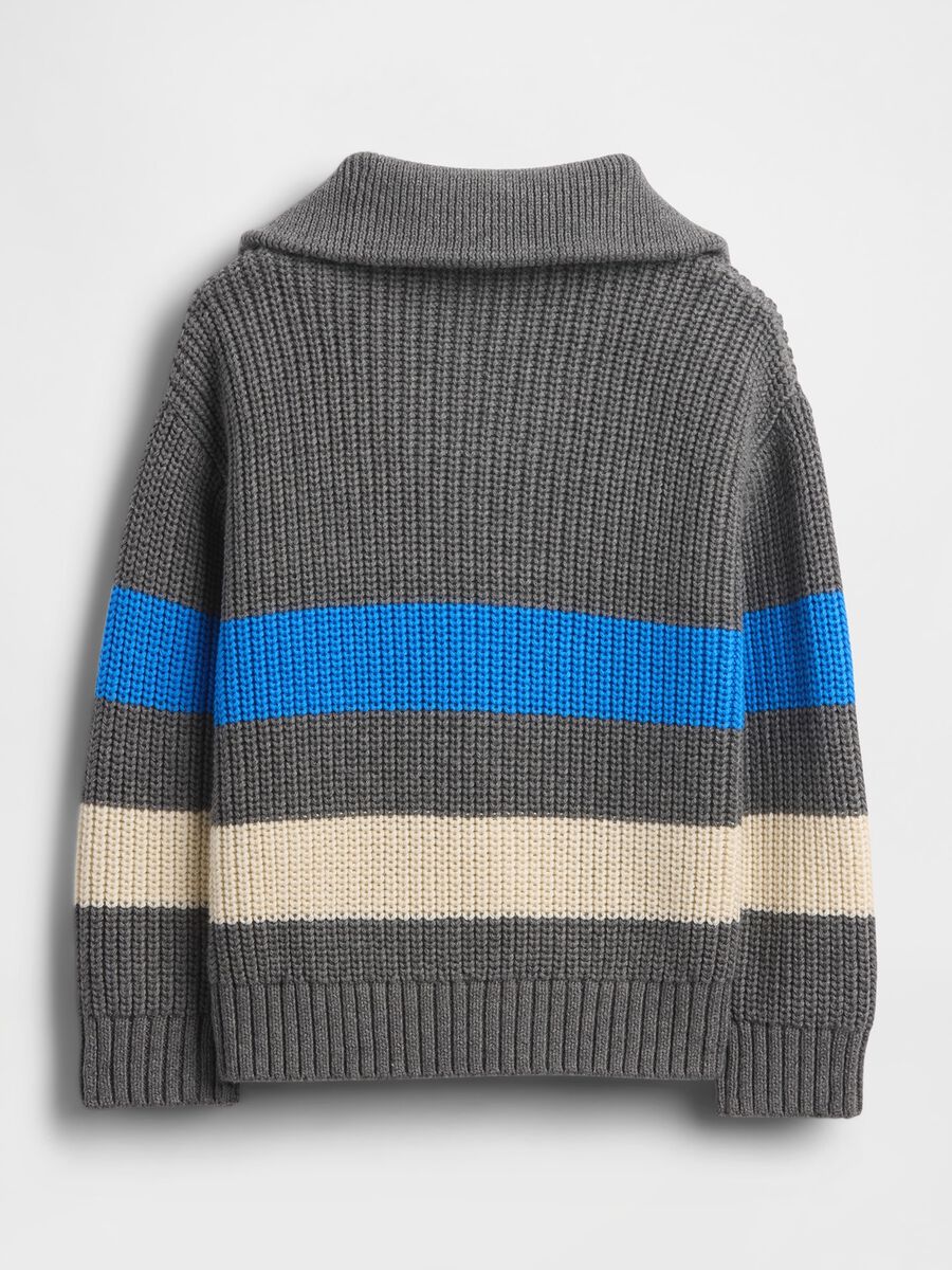 Pullover grigio a righe in cotone_1