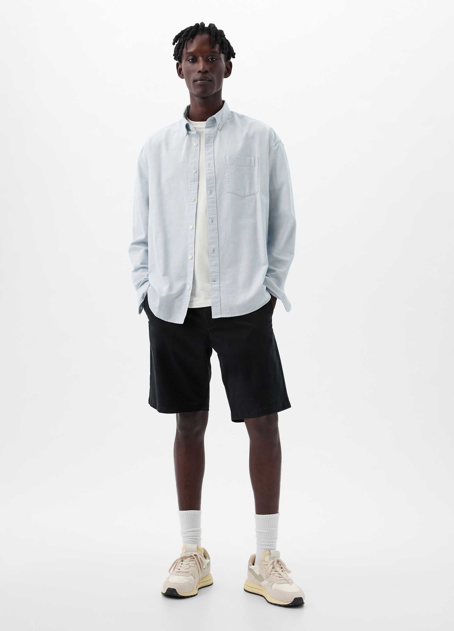 Relaxed-fit Bermuda shorts in stretch cotton