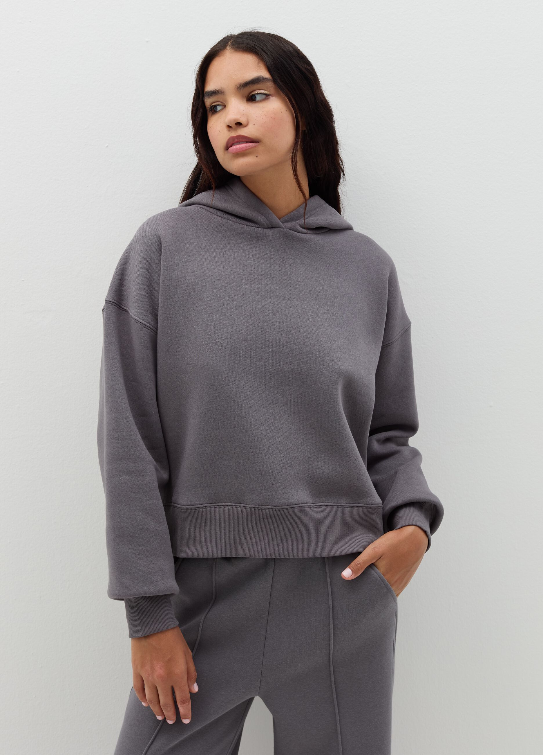 Oversized sweatshirt with hood and print