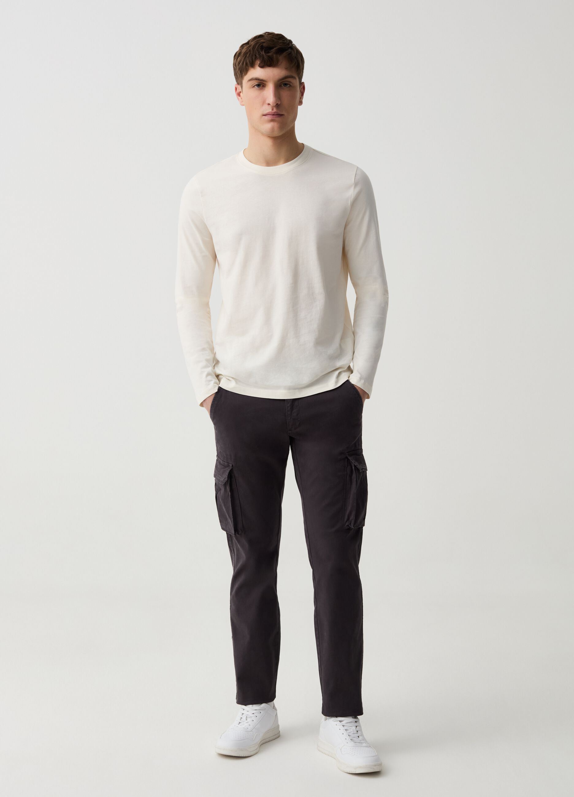 Regular-fit cargo trousers in stretch twill