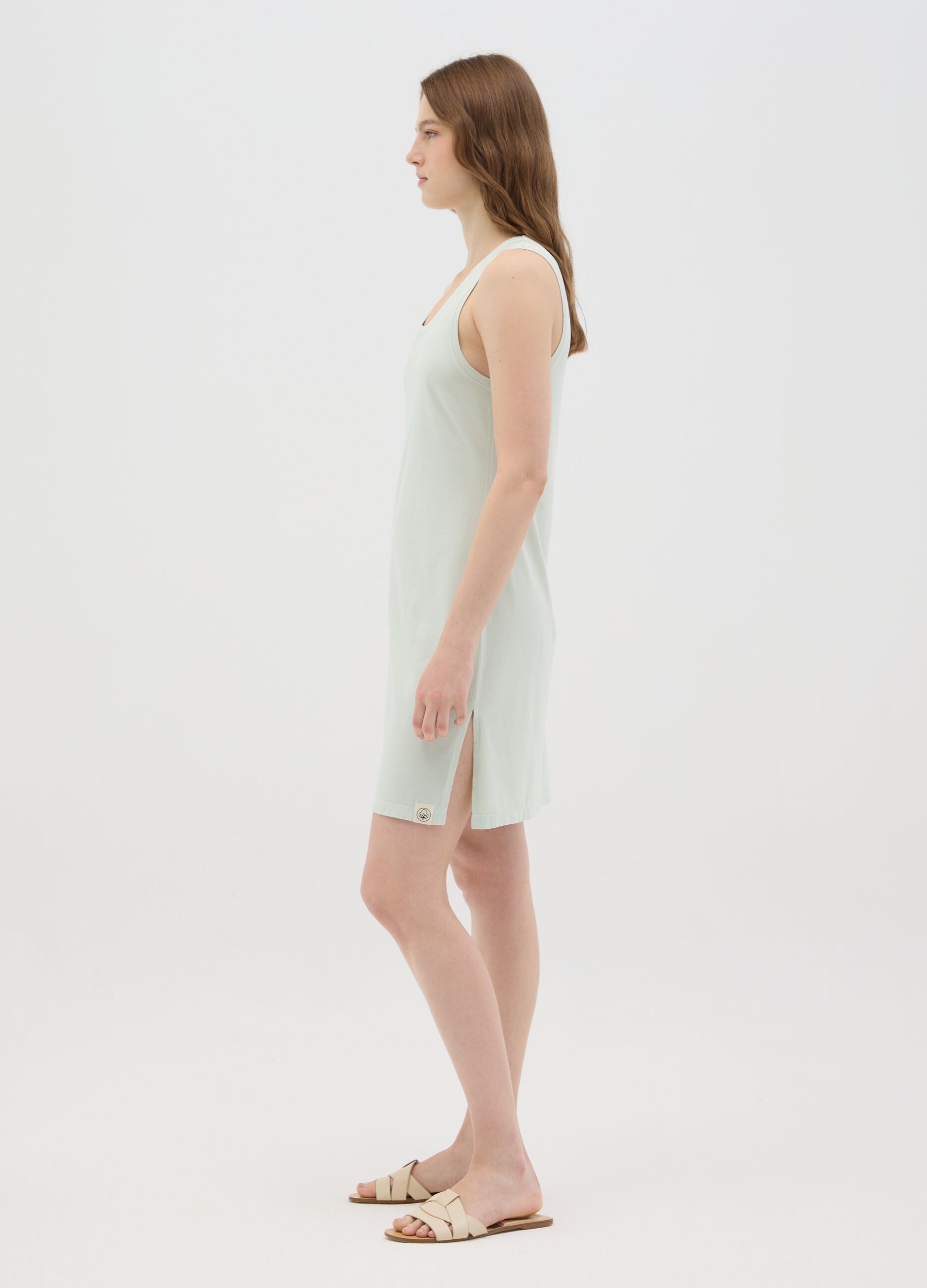 Women’s green long dress in 100% cotton