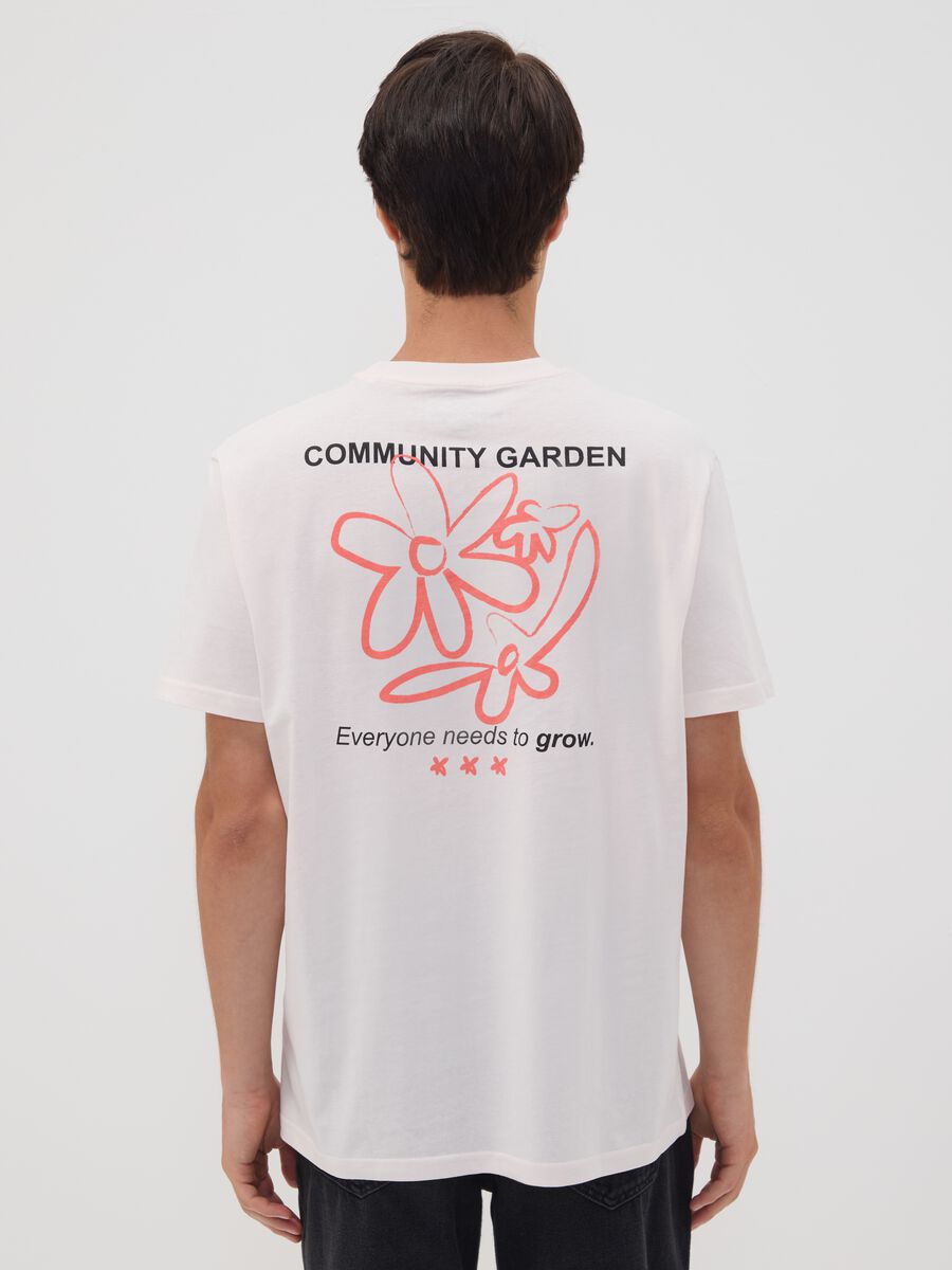 White pure cotton jersey T-shirt with print, regular fit_3